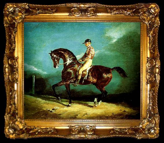 framed  charles emile callande jockey montant un cheval de course, ta009-2